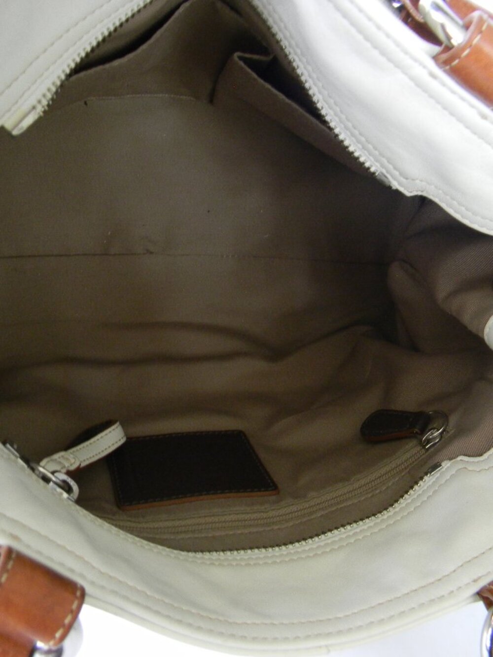 COACH Soho White&Tan Leather Buckle DOUBLE POCKET Bag F08A09 Y2K - Picture 7 of 8